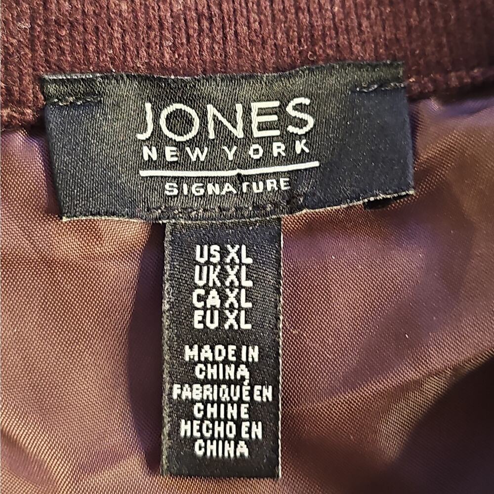 Jones New York Signature Womens XL Brown Quilted Barn Jacket Corduroy Collar - Picture 3 of 12